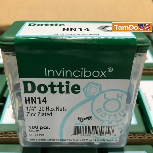 Dottie HN14 1/4"-20 Hex Nuts, Zinc Plated at TamDoUS Taylorsville